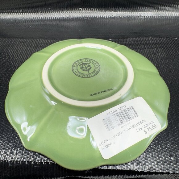 Pierre Deux Green Teacup And Saucer Set Ceramic Made In Portugal Cup Plate Set - Picture 16 of 16